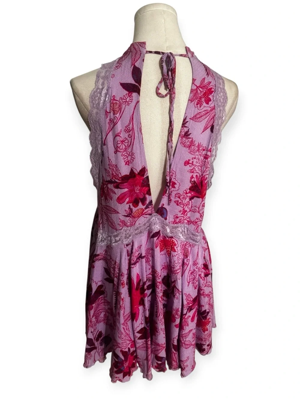 FREE PEOPLE FP Intimately Printed She Moves Chemise Mini Halter Dress Floral XS